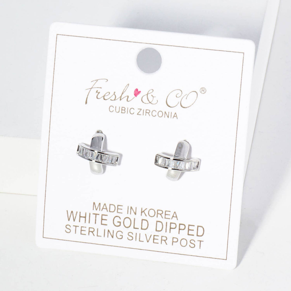 18K Gold Dipped Square CZ Embedded X Stud Earrings