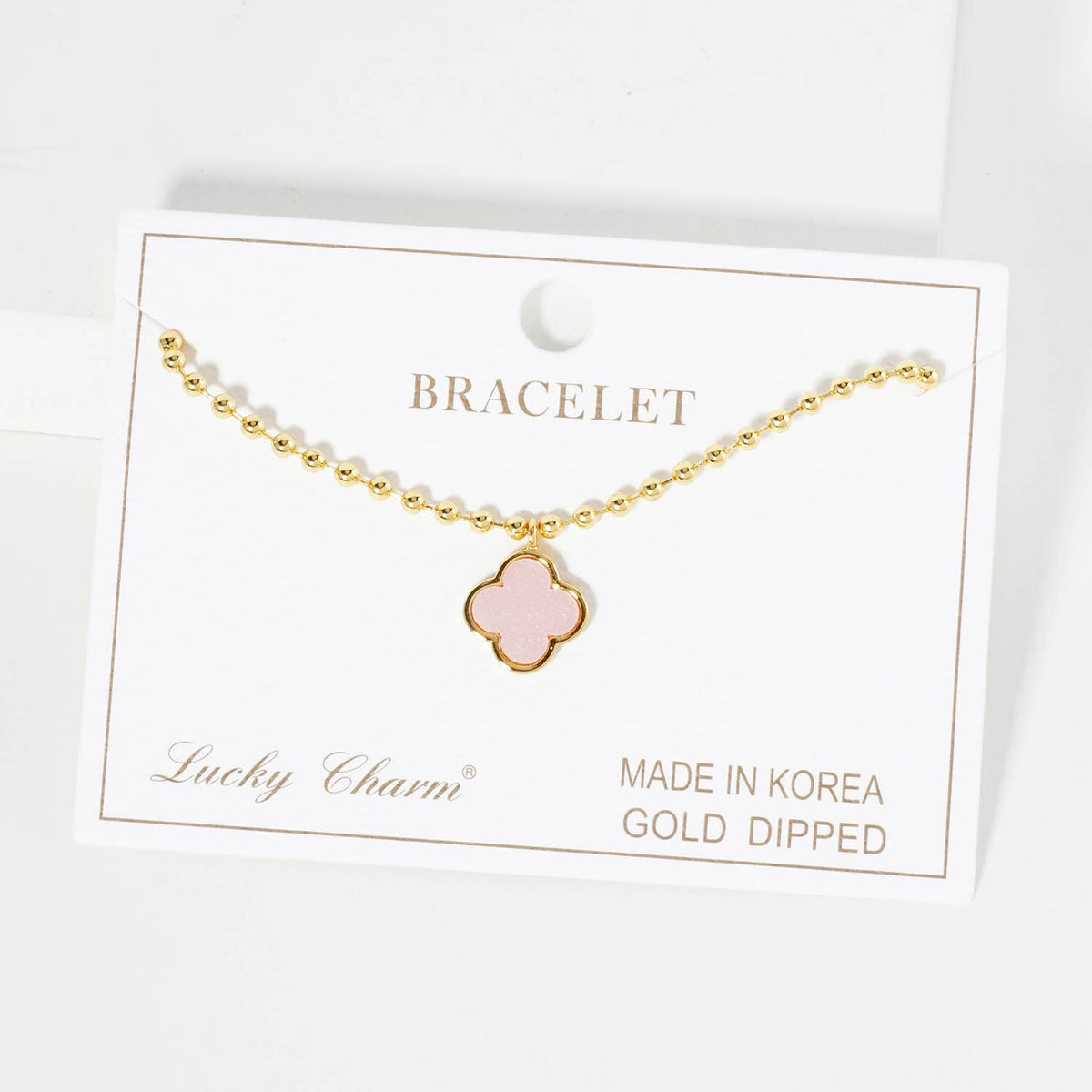 Minimalist Beaded Clover Charm Bracelet