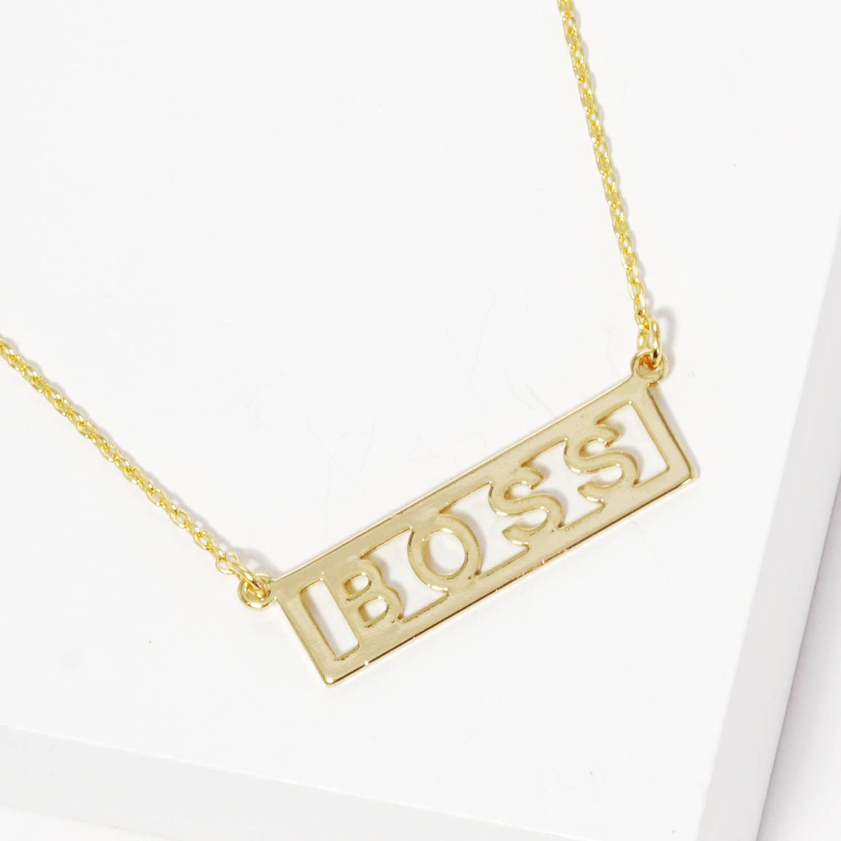 Gold Plated "Boss" Monogram Necklace