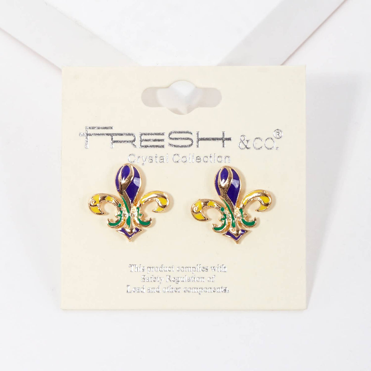 Gold Plated Chunky Fleur De Lis Stud Earrings