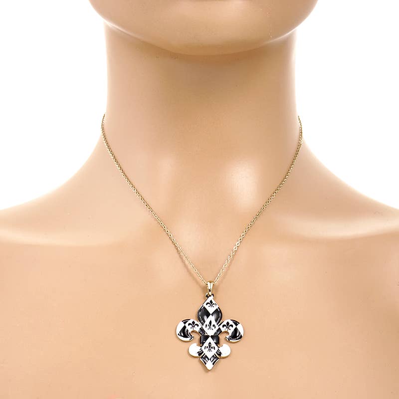 Gold Plated Dalmatian Fleur De Lis Necklace