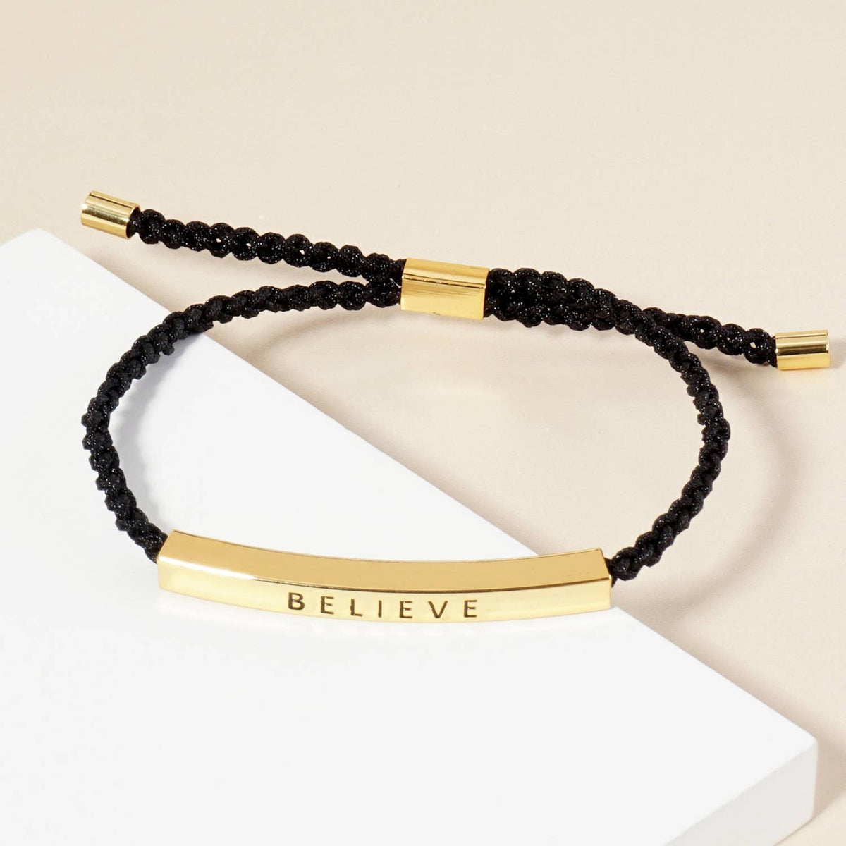 Inspirational Messages "Believe" Tube Bar Bracelet