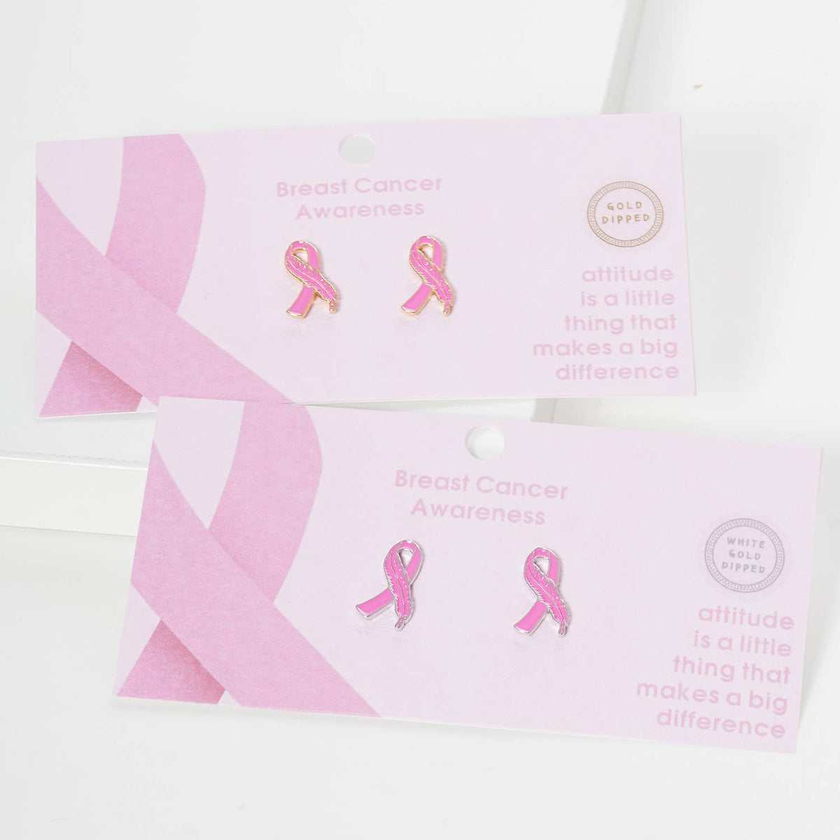 Pink Ribbon Breast Cancer Awareness Stud Earrings
