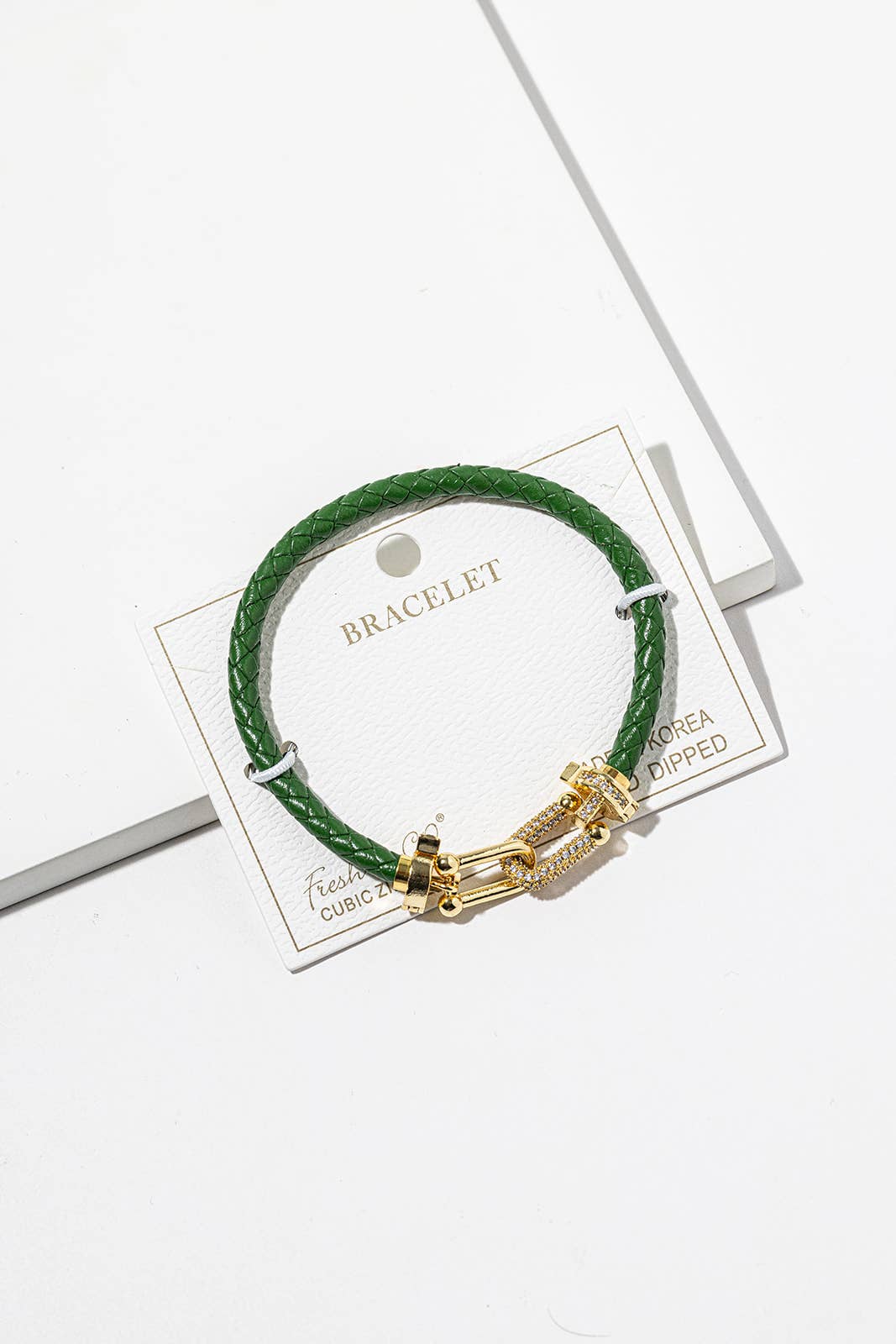 Braided Leather Horseshoe Bracelet
