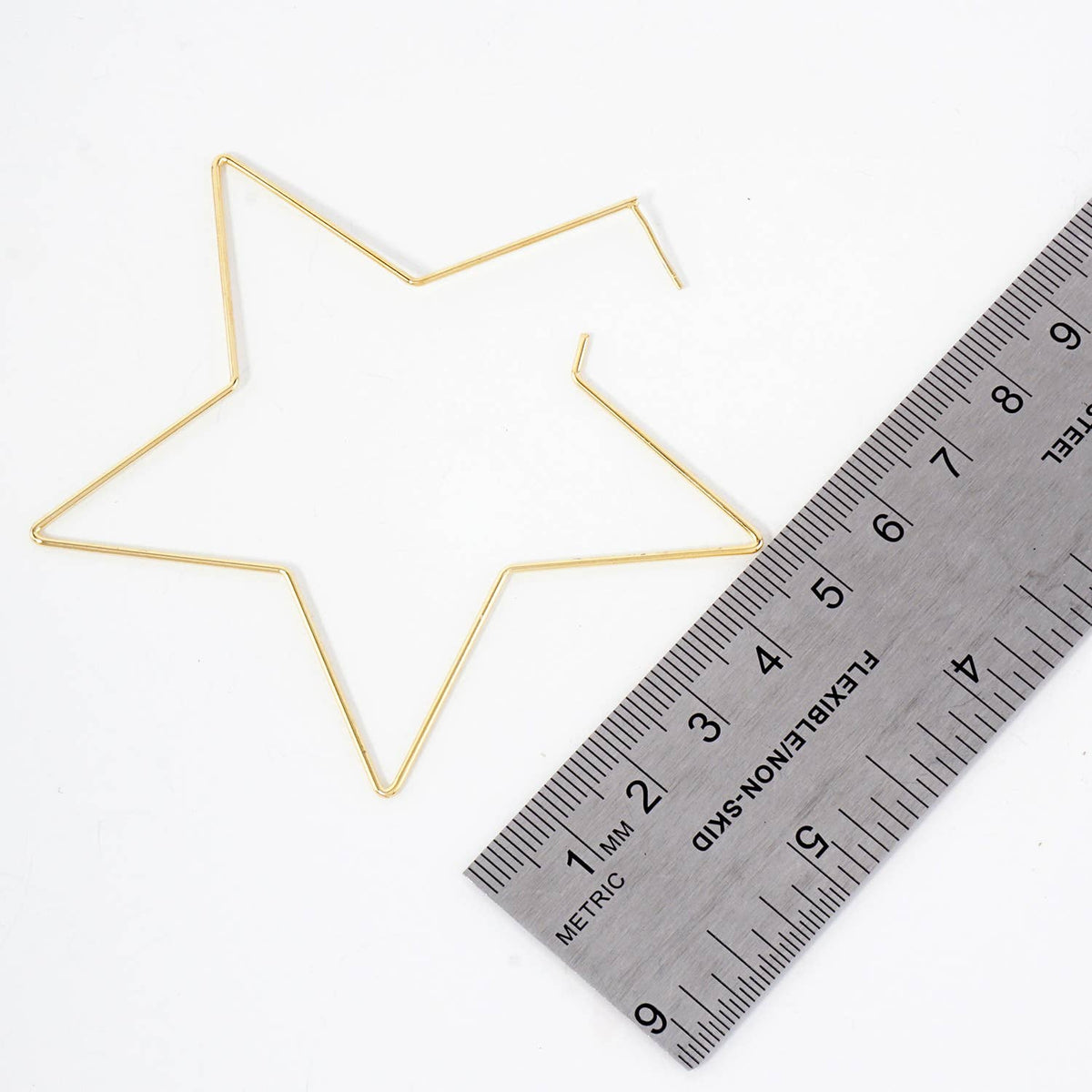 Polished Brass Delicate Star-Shaped 80mm Hoop Earrings