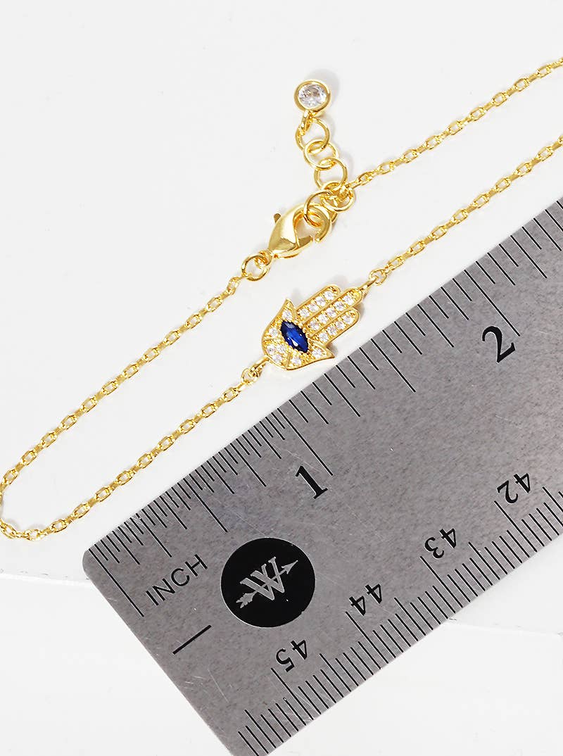 Minimalist Hamsa Hand Charm Bracelet