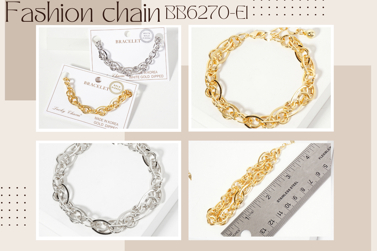 18K-Gold-Dipped Polished Brass Interwoven Chain Bracelet