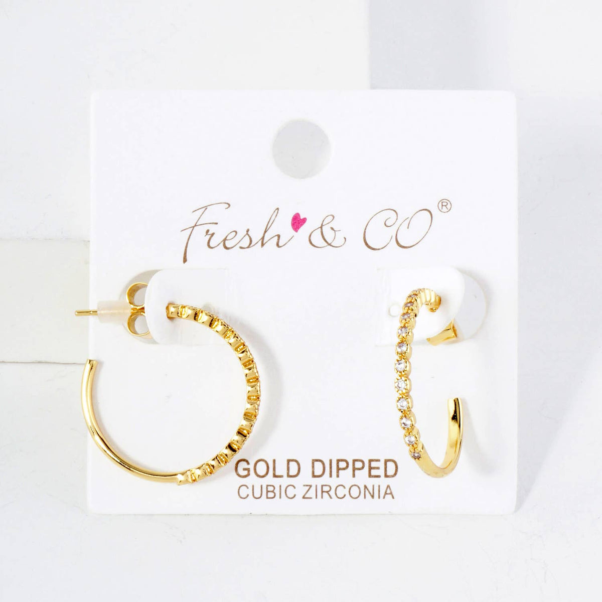 20mm Hoop Earrings with Half CZ Stone Accents Earring