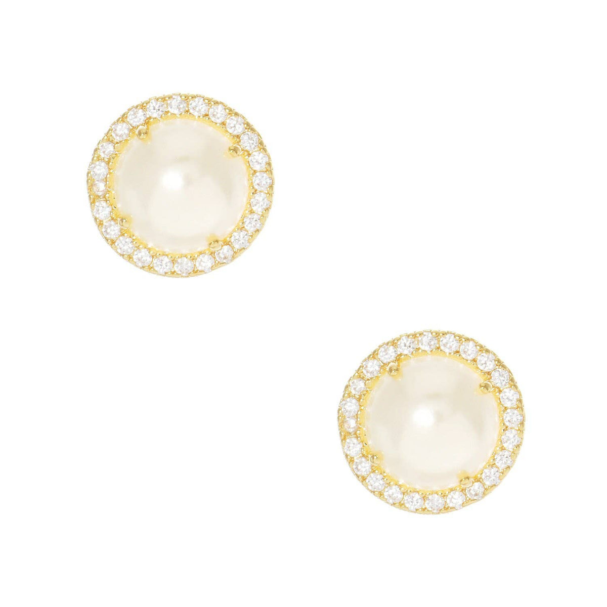 Gold Freshwater Halo Pearl Stud Earrings