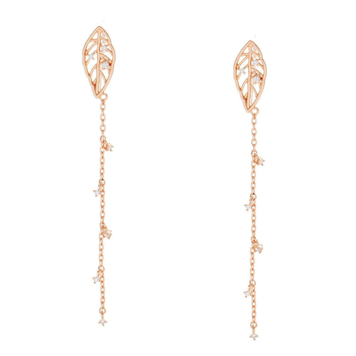 Gold Plated Leaf Drop Earrings