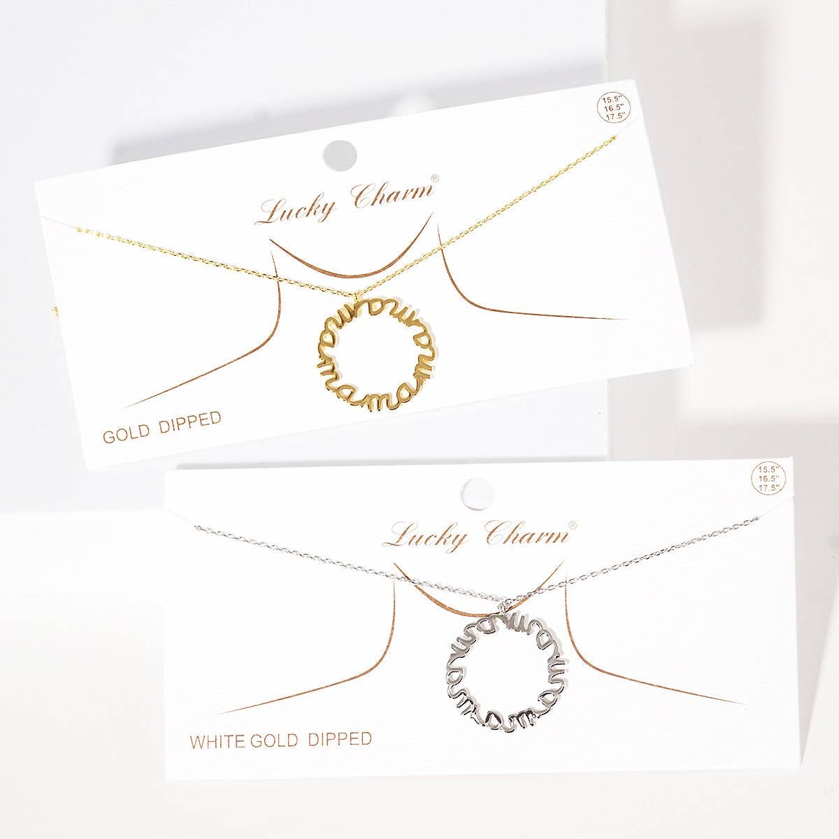 Gold Plated Round Mama Script Necklace