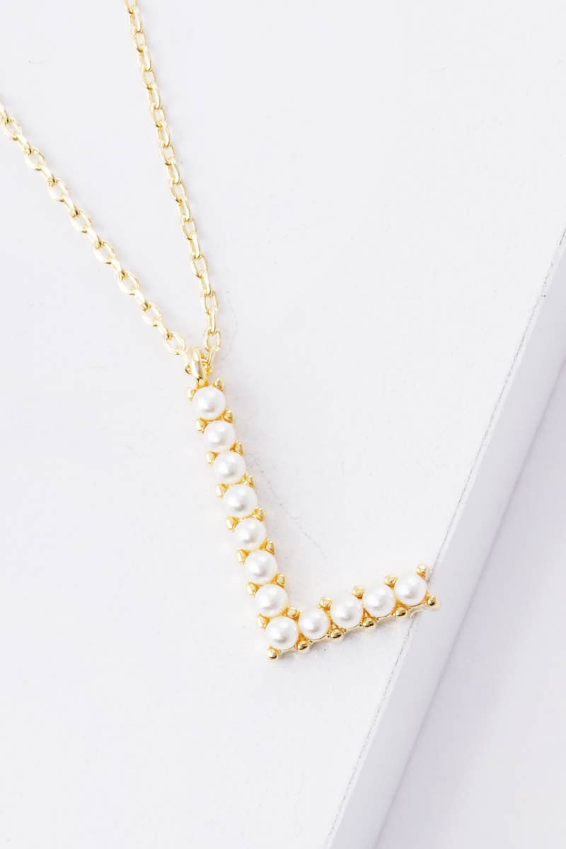 Gold Plated Pearl Initial Necklace