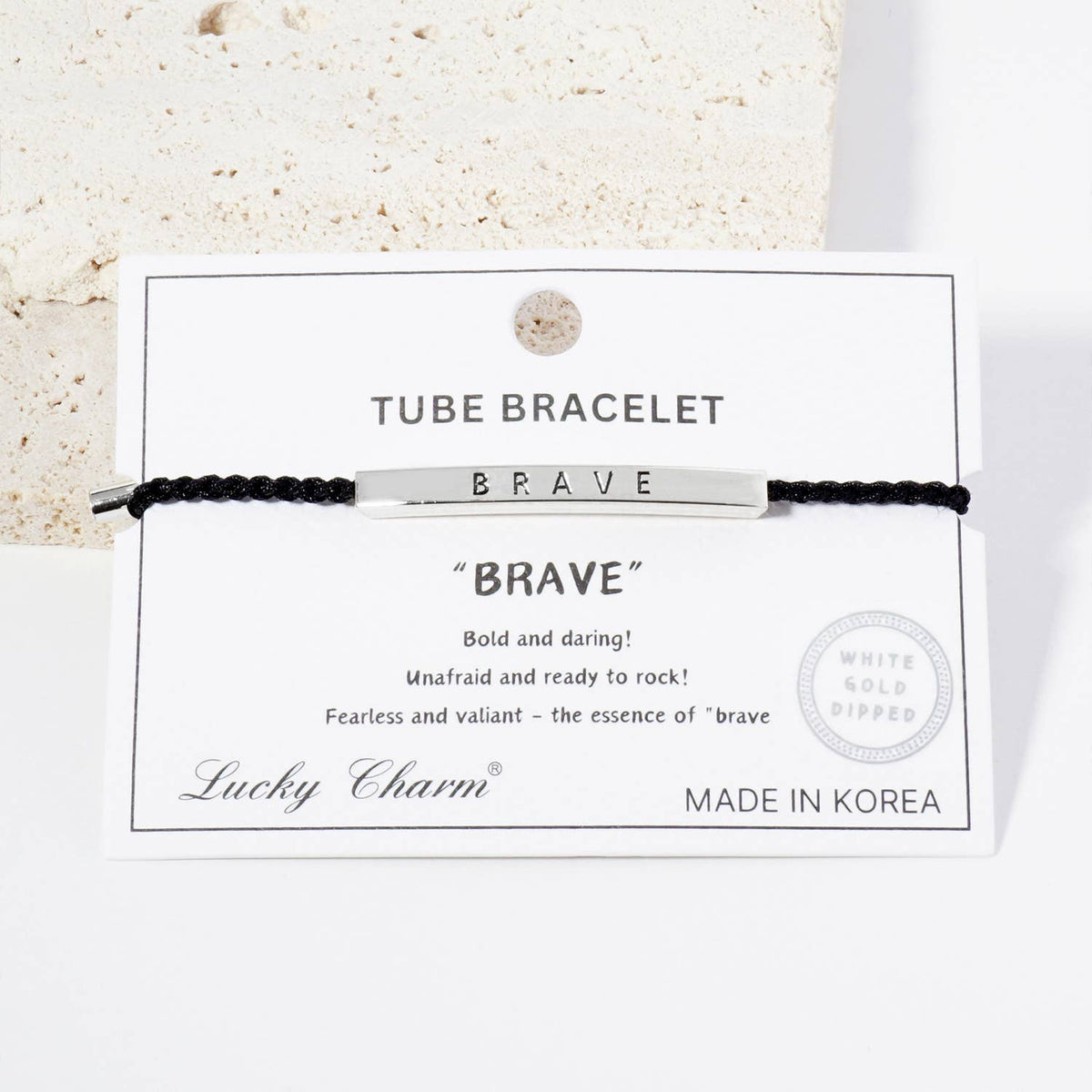 Inspirational Messages "Brave" Tube Bar Bracelet