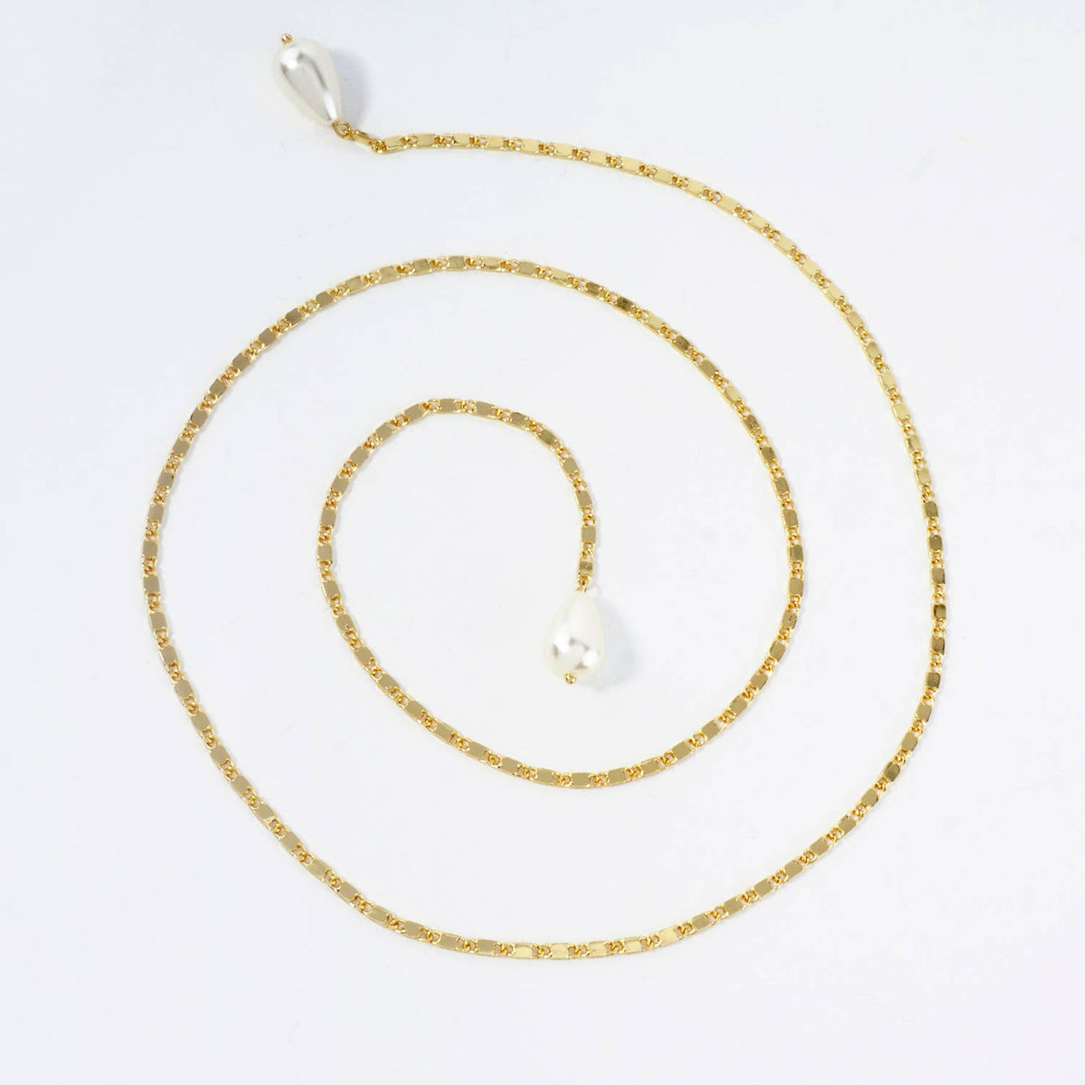 Teardrop Glass Pearl Drop 18K-Gold-Dipped Face-Chain