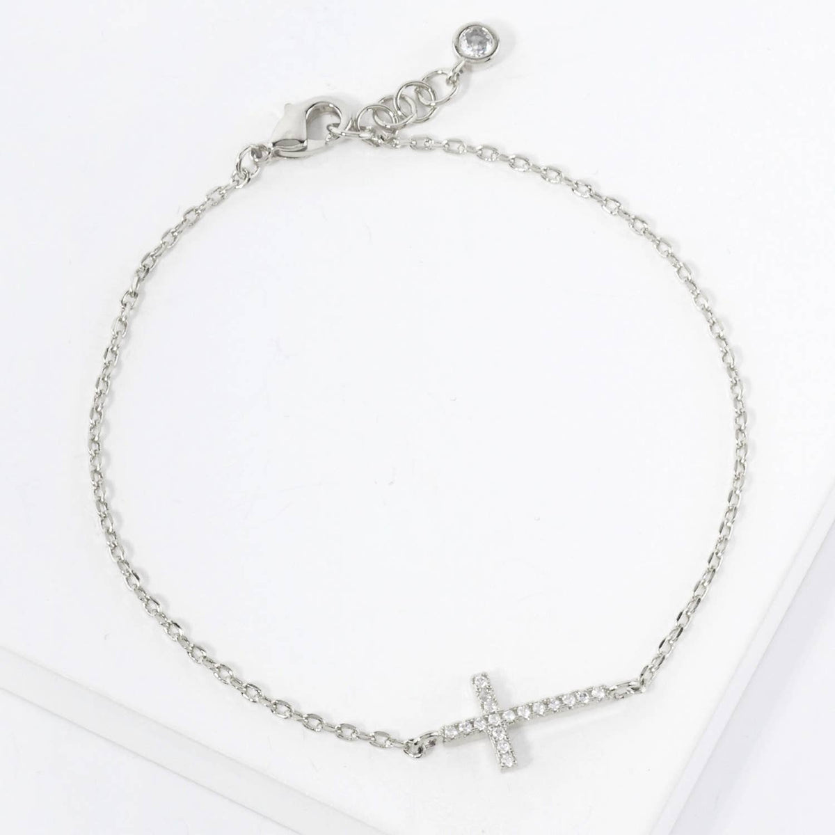 Minimalist Pavé Cross Charm Bracelet