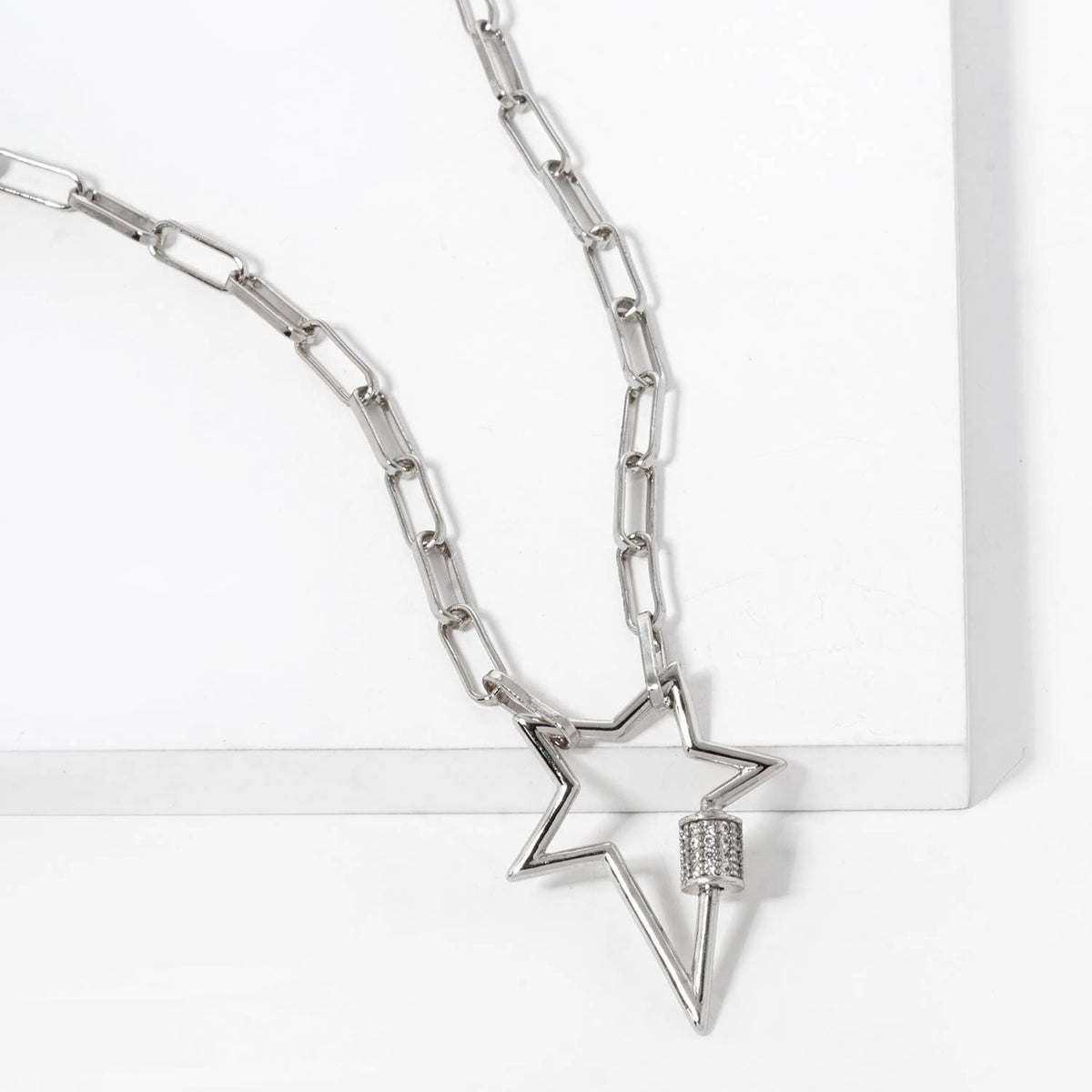Gold Paper Clip Star Shaped Necklace