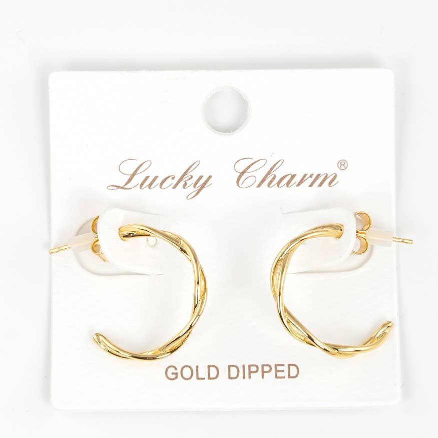 Gold Plated Double Twist Hoop Earrings