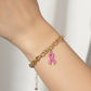 Pink Ribbon Breast Cancer Awareness Chain Bracelet
