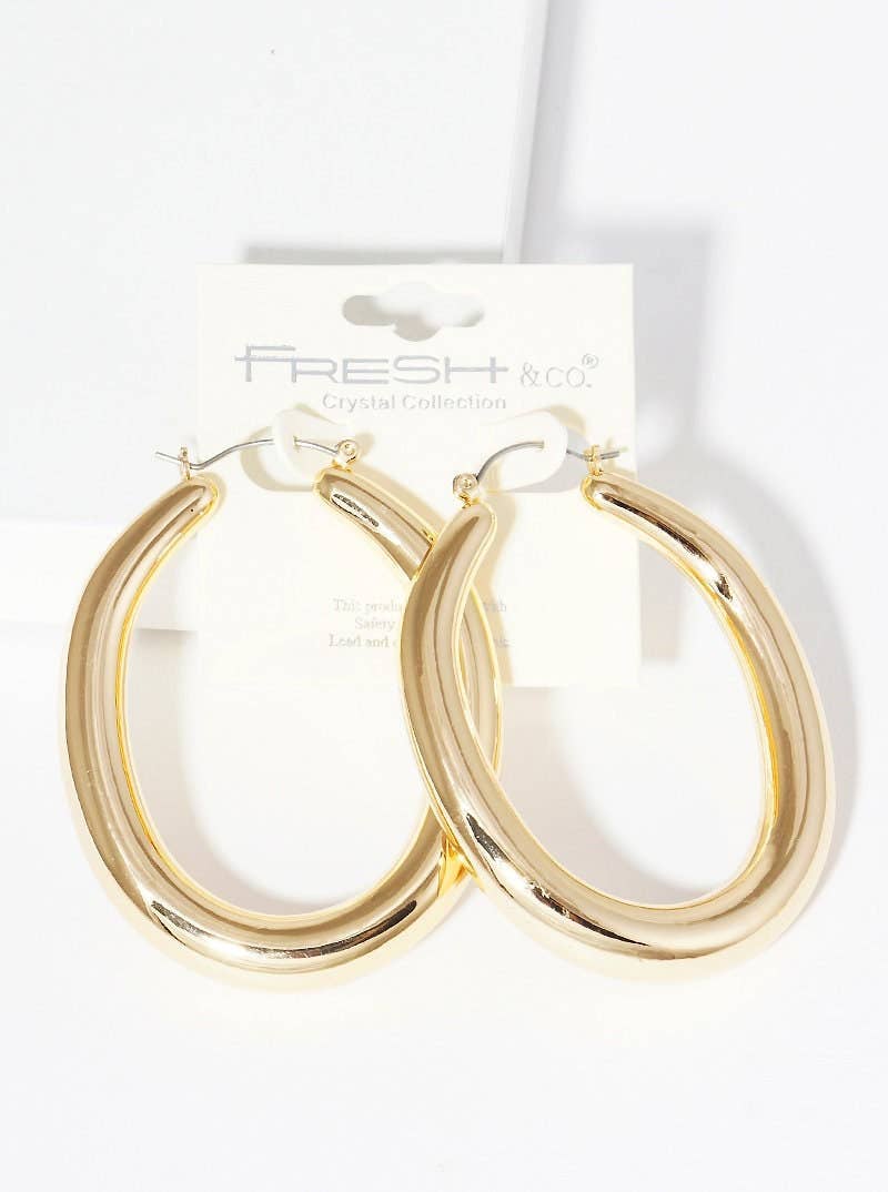 Gold Chunky Oval Huggie Earrings