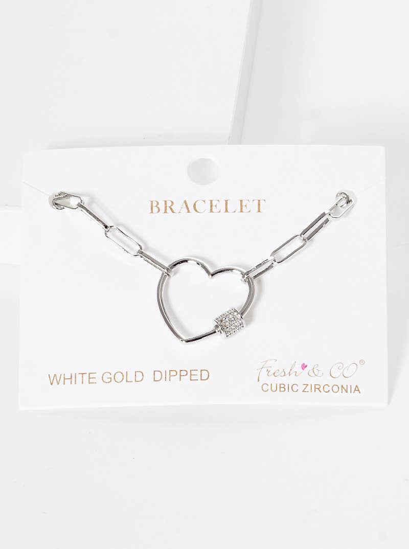 Minimalist Heart Carabiner Chain Bracelet