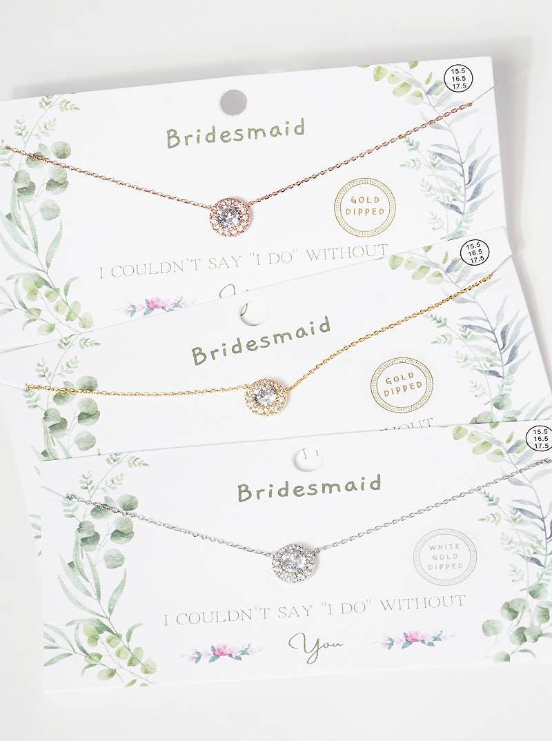 Bridesmaid Halo CZ Cluster Necklace