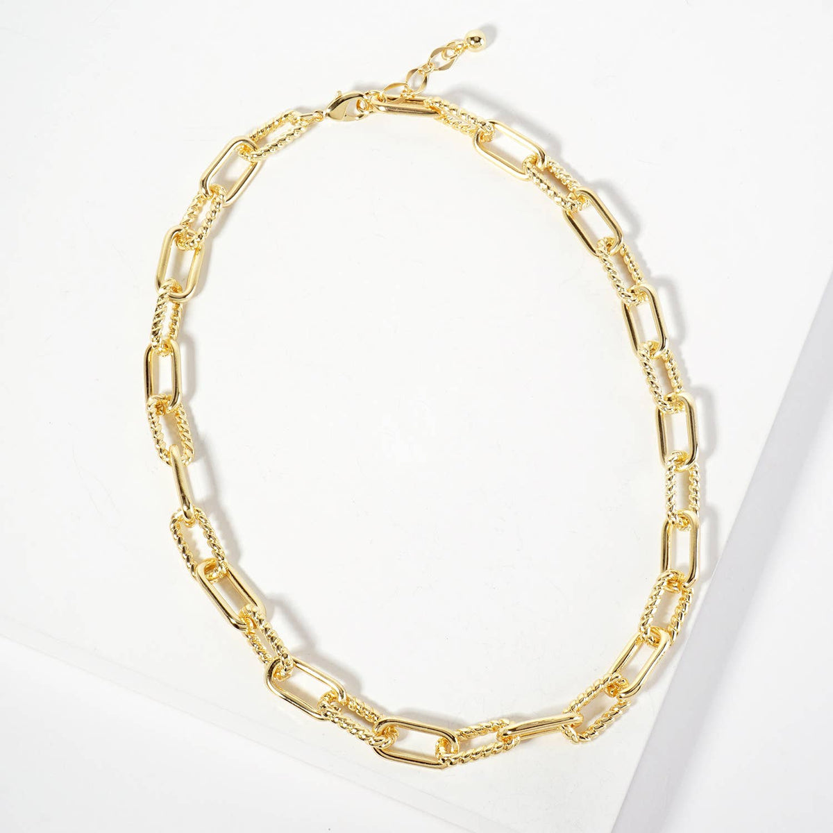 18K-Gold-Dipped Textured 19mm Chain Necklace