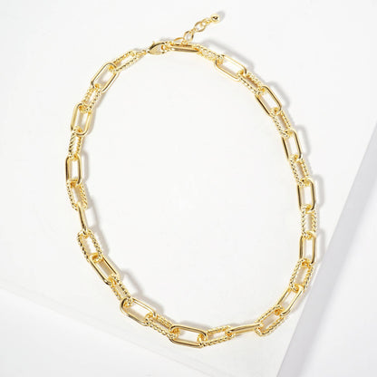 18K-Gold-Dipped Textured 19mm Chain Necklace