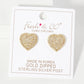 Pave-Set 15mm Heart-Shaped 18K-Gold-Dipped Stud Earrings