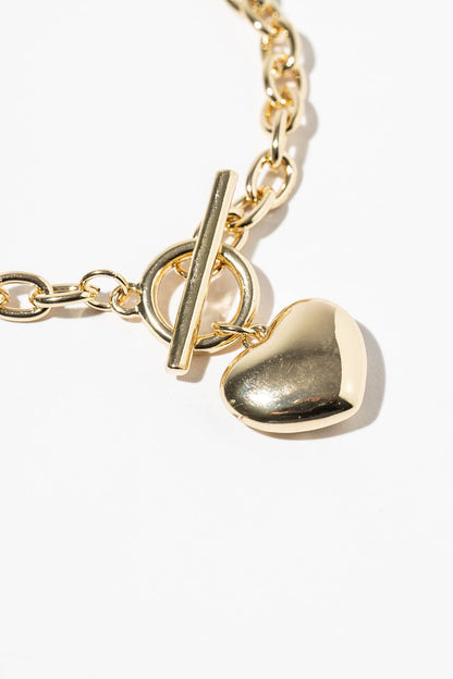 Chunky Chain Heart Bracelet with Magnetic Easy-Clasp