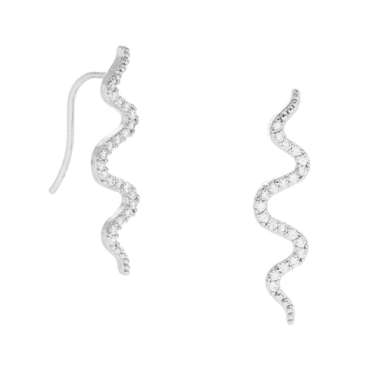 Wavy Cubic Zirconia Ear Crawlers