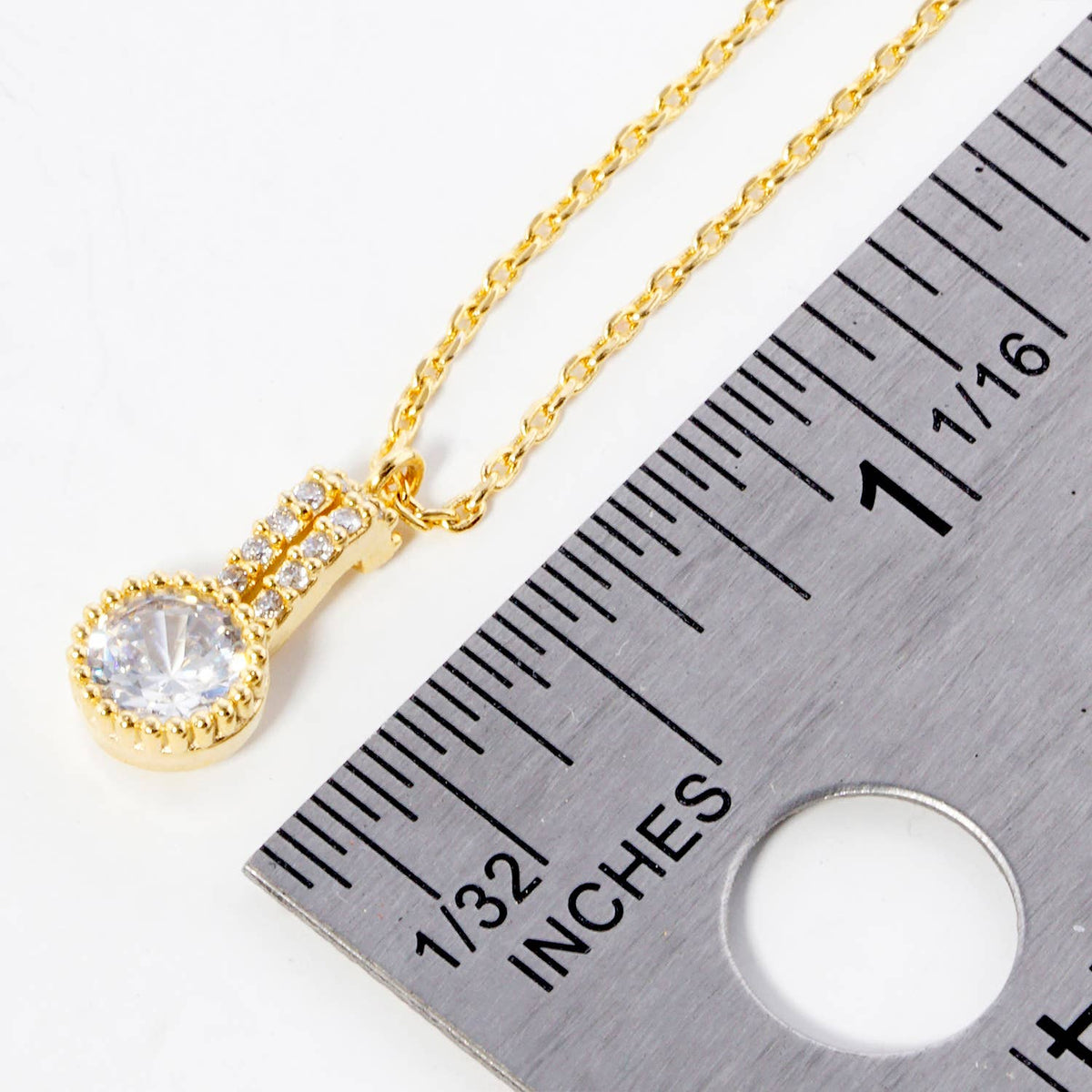 Quiet Luxury Round Cubic Zirconia Drop Pendant Necklace