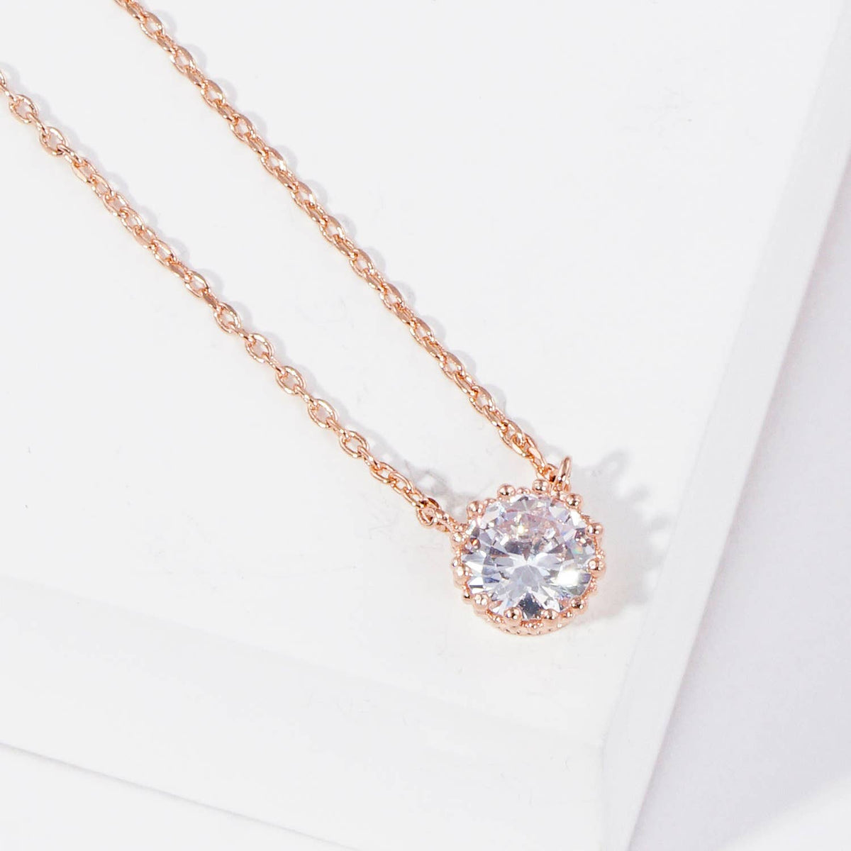 Bridesmaid Solitaire CZ Pendant Necklace