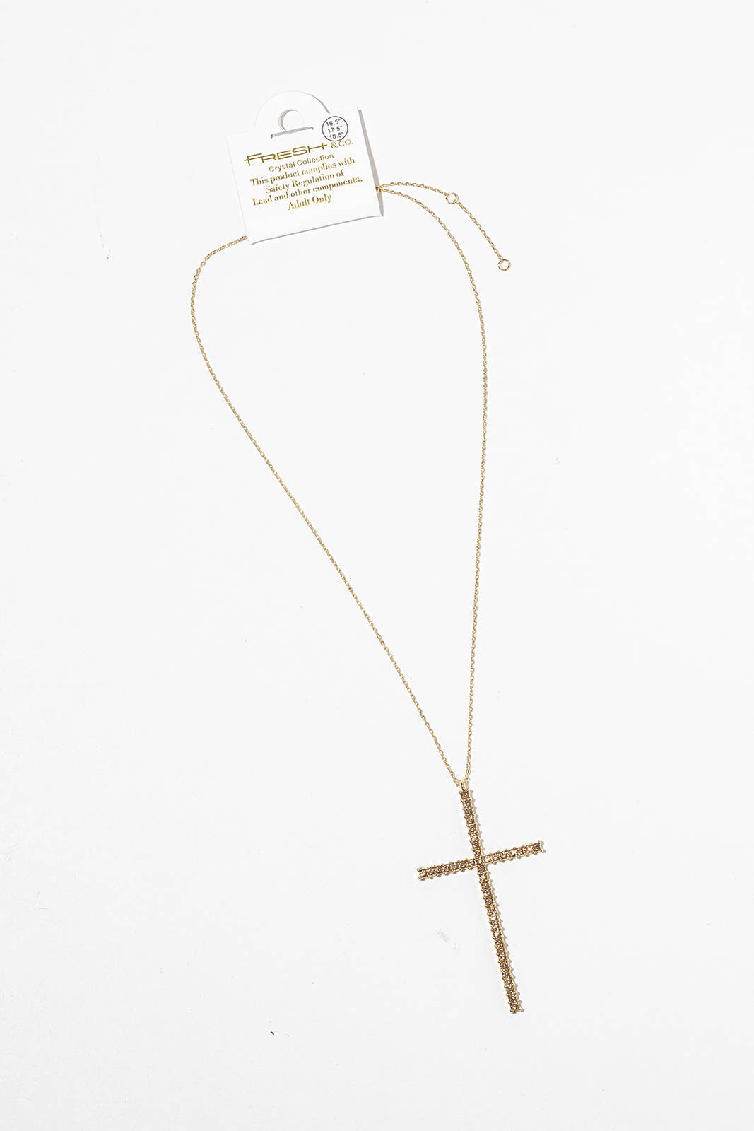 Crystal Cross Pendant Necklace – Gold & Silver Pavé Cross