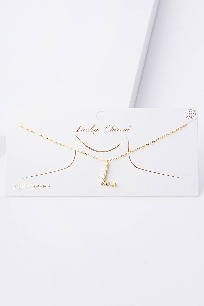 Gold Plated Pearl Initial Necklace