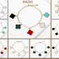Mother of Pearl Clover Charm Paperclip Link Bracelet