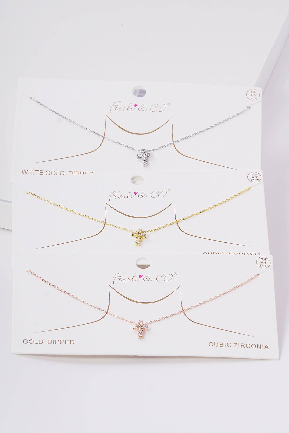 Gold Square-Set Cross Necklace