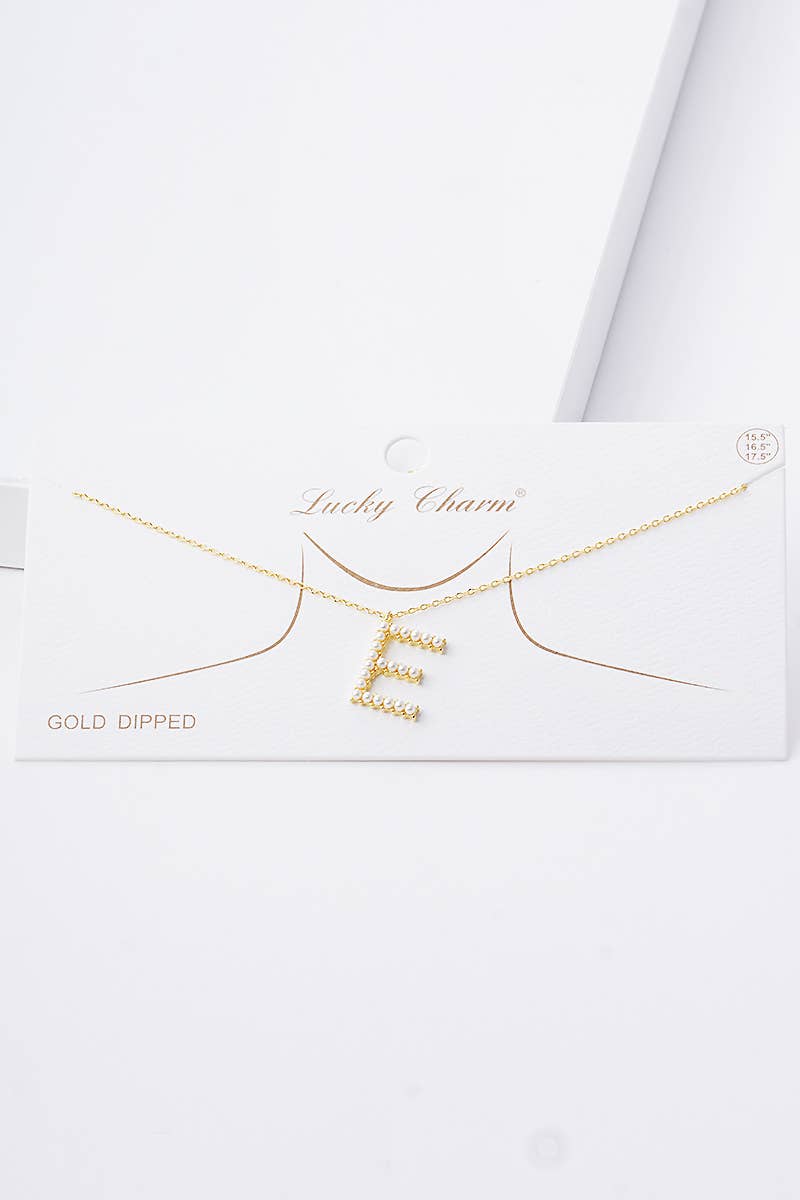 Gold Plated Pearl Initial Necklace