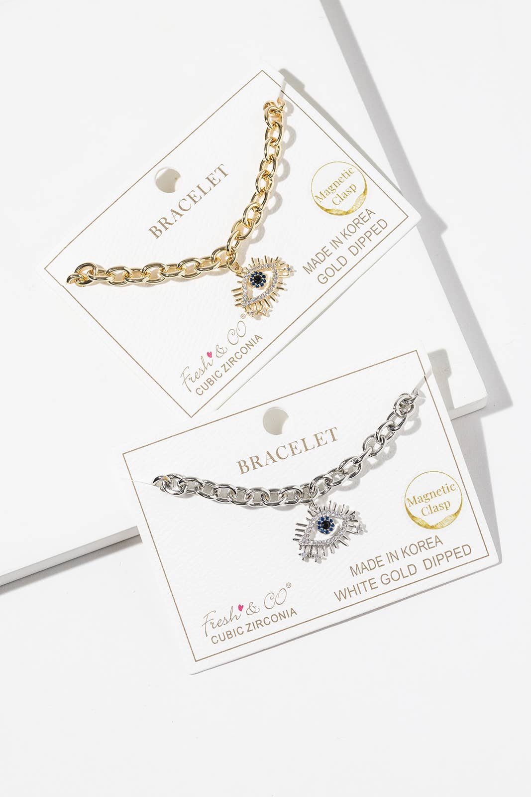 Pave Evil Eye Link Bracelet with Magnetic Clasp
