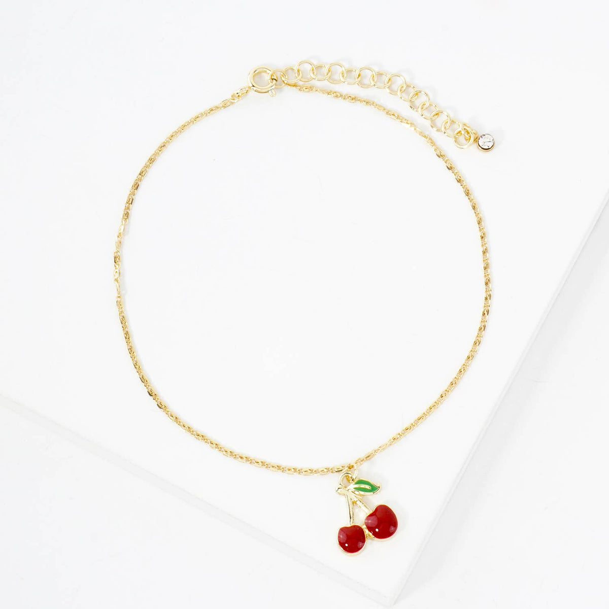 Summer Fruit Series: Dainty Cherry Drop Anklet