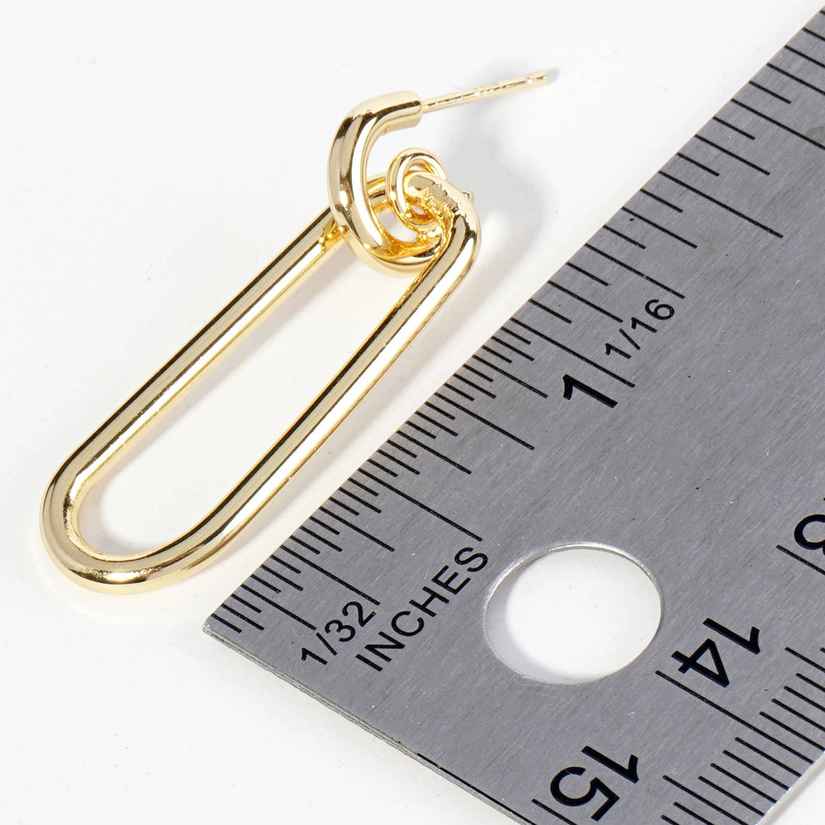 LINK CHAIN DANGLE DROP POST EARRINGS / 18K GOLD DIPPED