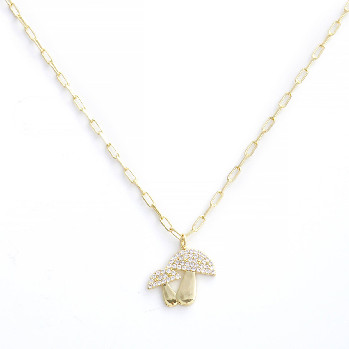 Gold Plated Double Mushroom Necklace