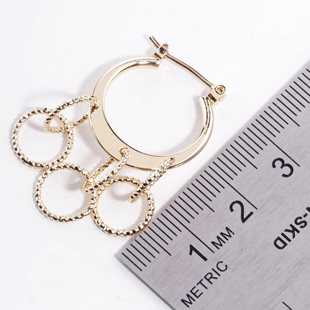 Multi-Ring Charm Huggie Hoop Earrings