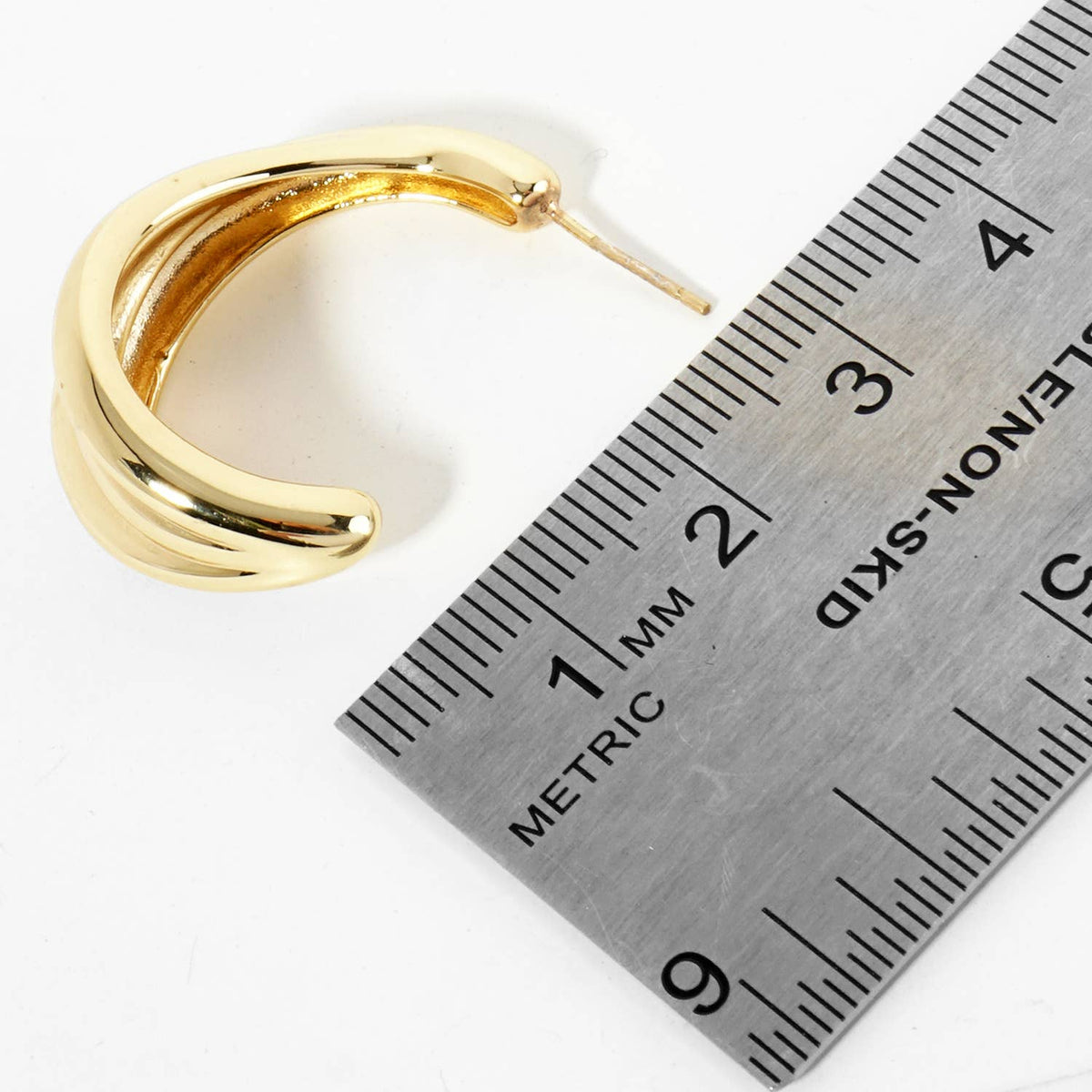 18K Gold Dipped Textured 30mm Tapered Open Hoop Earrings