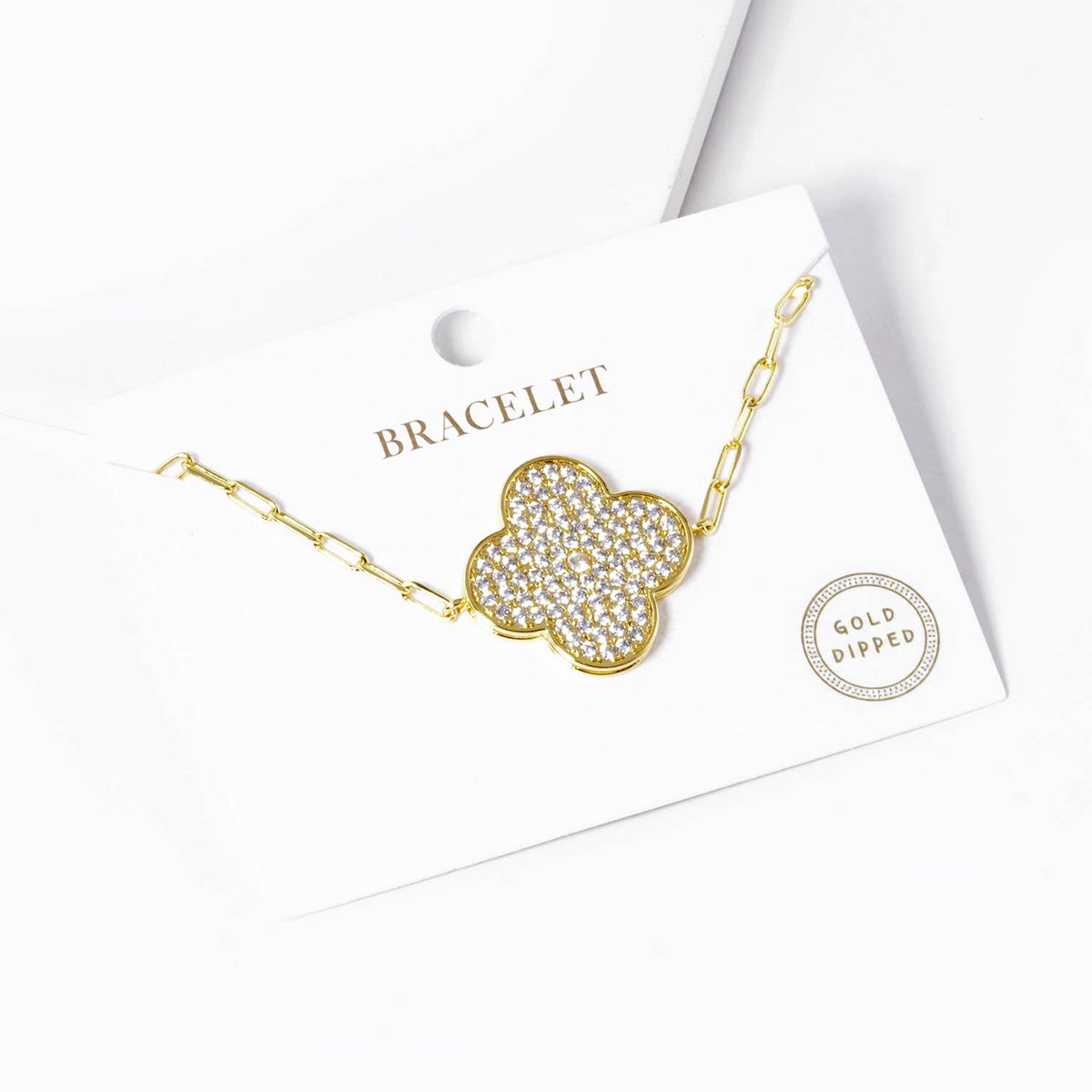Pave Clover Charm Link Bracelet