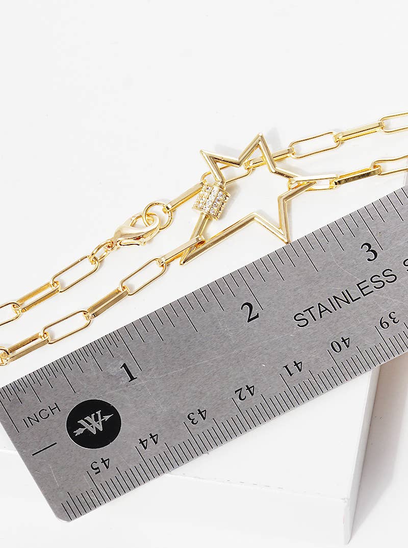 Minimalist Pavé Star Carabiner Charm Bracelet