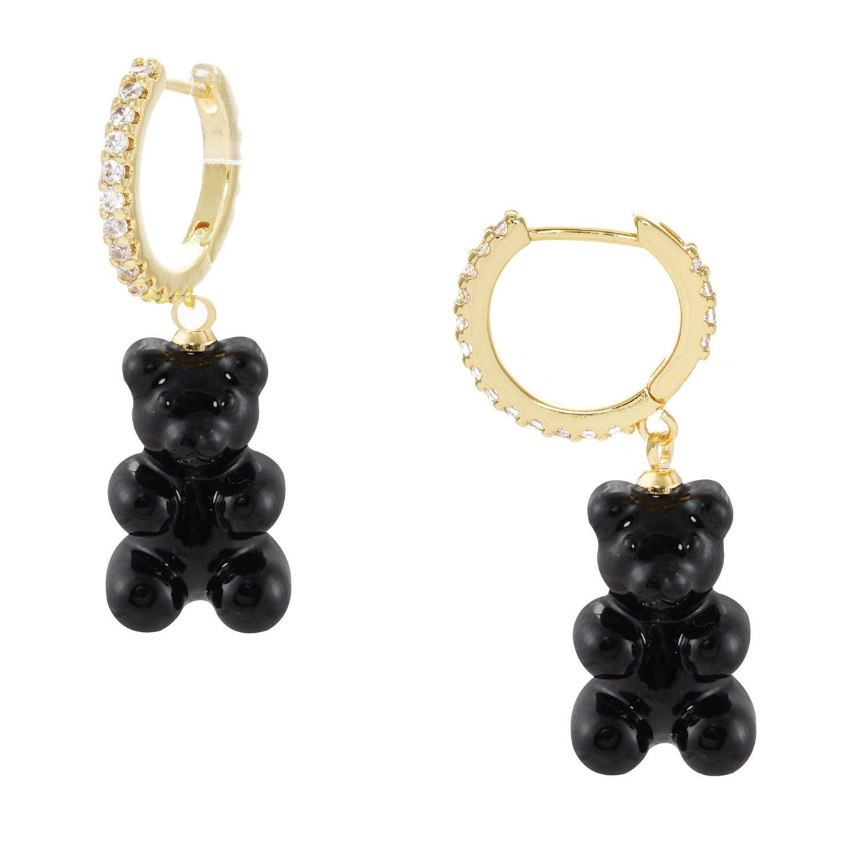 Color Gummy Bear Huggie Earrings with Cubic Zirconia.
