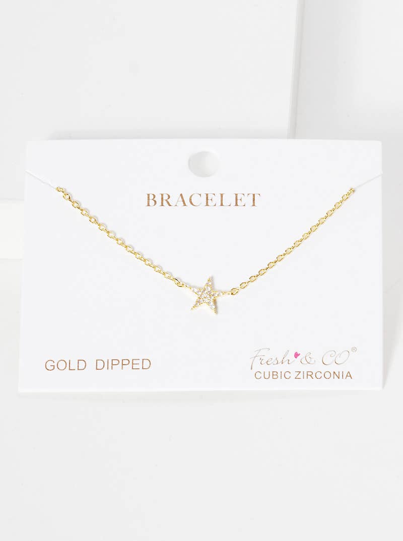 Dainty Pave Star Charm Chain Bracelet