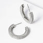 Dainty Pave Cubic Zirconia Chunky Hoop Earrings