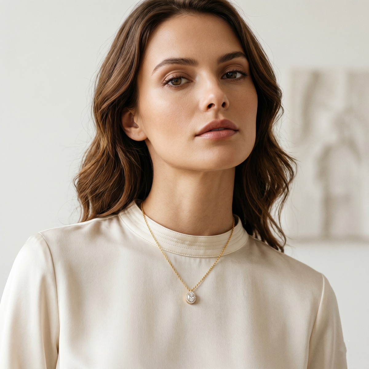 Oval Halo Pendant Necklace