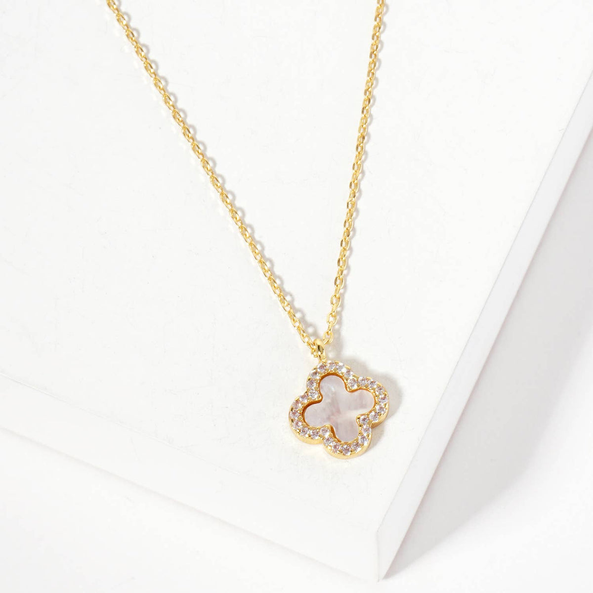 Pave-Set 11mm Quatrefoil Pendant Necklace